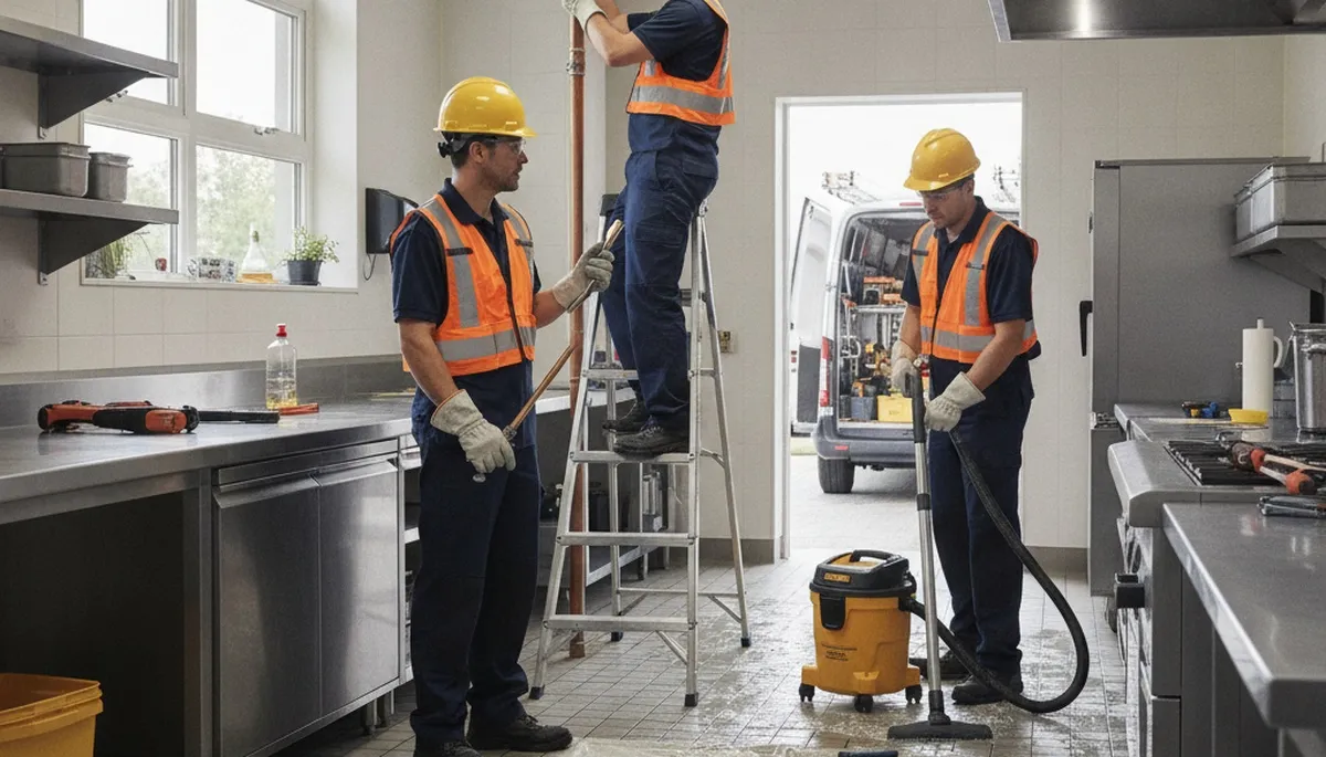 Emergency plumber in Bradenton, FL repairing a burst pipe for a home service call