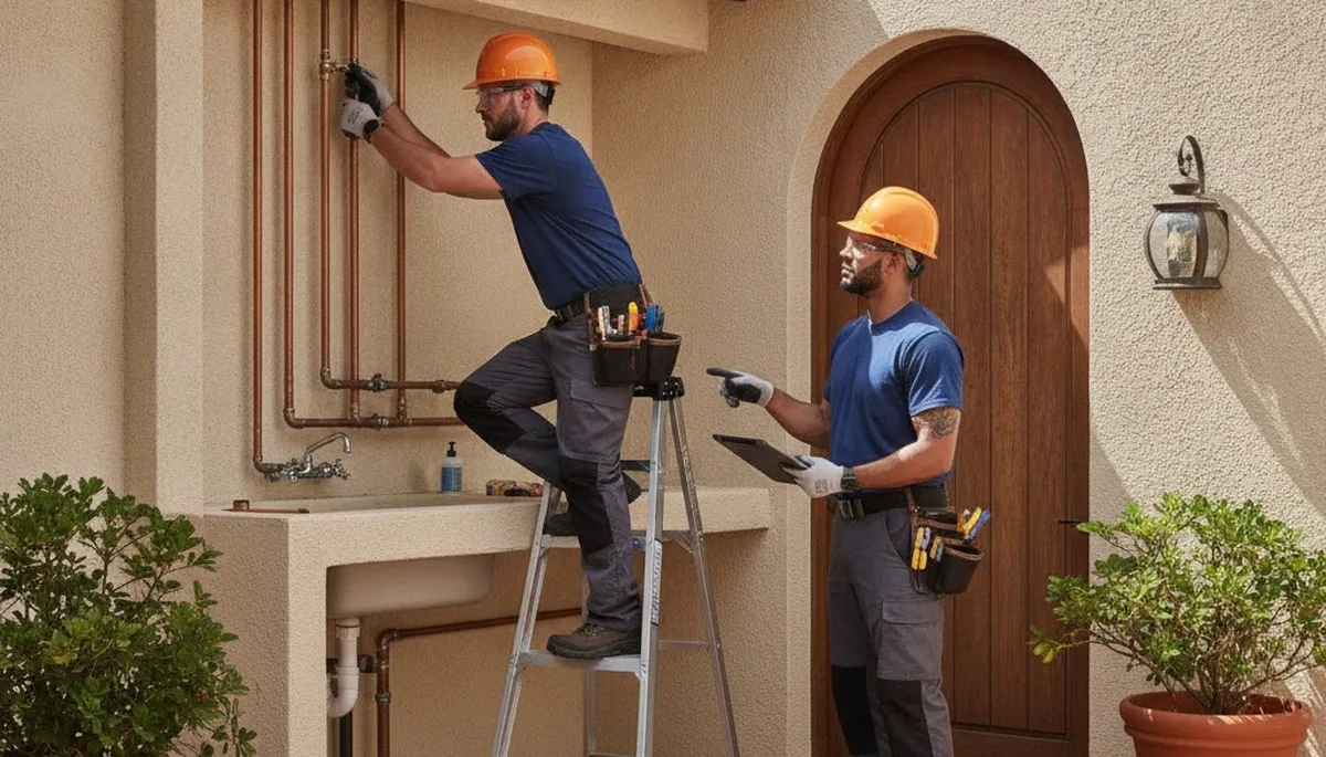 Bradenton, FL plumbing repair technician servicing a residential leak